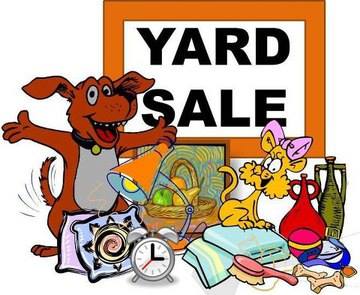 Yard Sale image with a dog and items